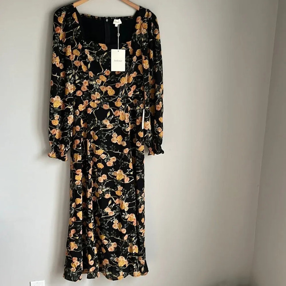 NEW Bohme square neck midi dress Large - Picture 2 of 11